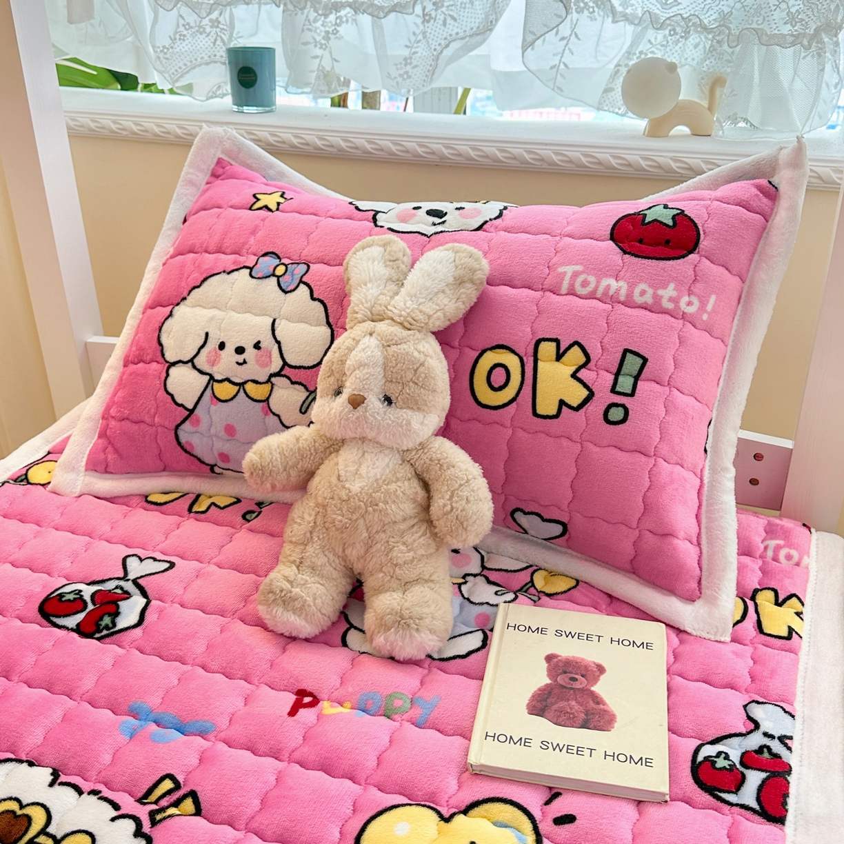 91家纺网 家纺一手货源 找家纺 川悦生活 2025新款A类印花牛奶绒床垫加厚绒保暖床床褥 床垫嗨皮小奶狗