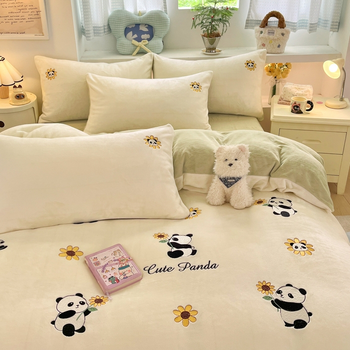 91家纺网 家纺一手货源 找家纺 （总）利欧 2025新款满绣卡通牛奶绒刺绣四件套