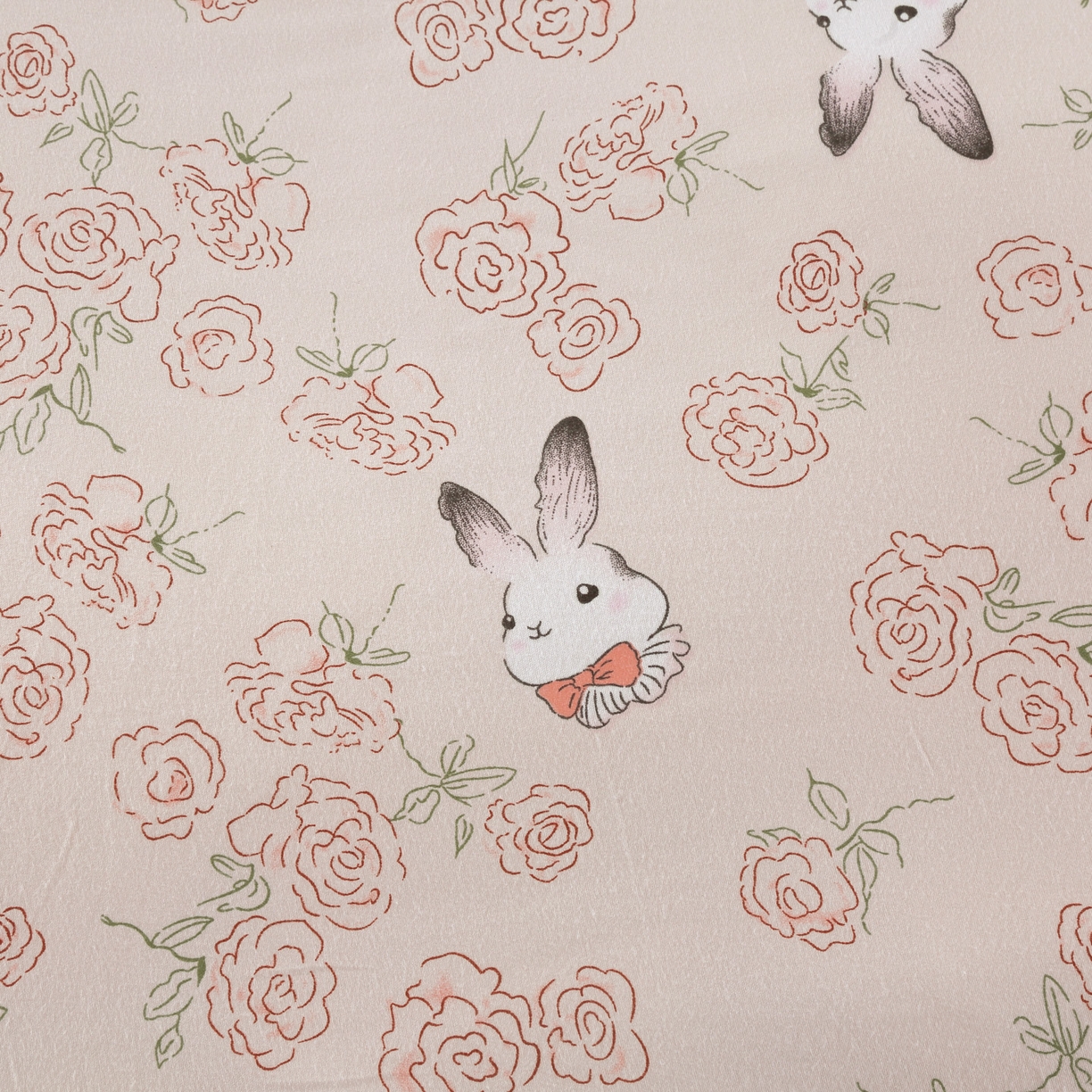 91家纺网 家纺一手货源 找家纺 恋之语 2025新款舒适柔软亲肤爆款芦荟棉四件套货源充足 花与兔