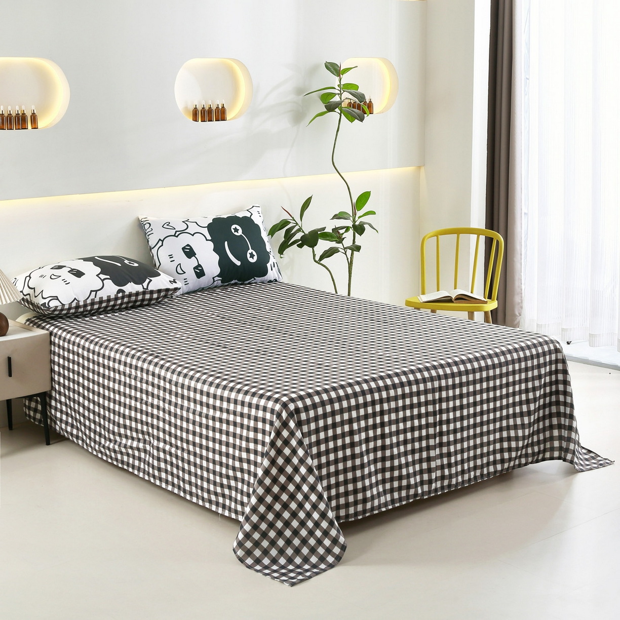 91家纺网 家纺一手货源 找家纺 恋之语 2025新款舒适柔软亲肤爆款芦荟棉四件套货源充足 煤球精灵