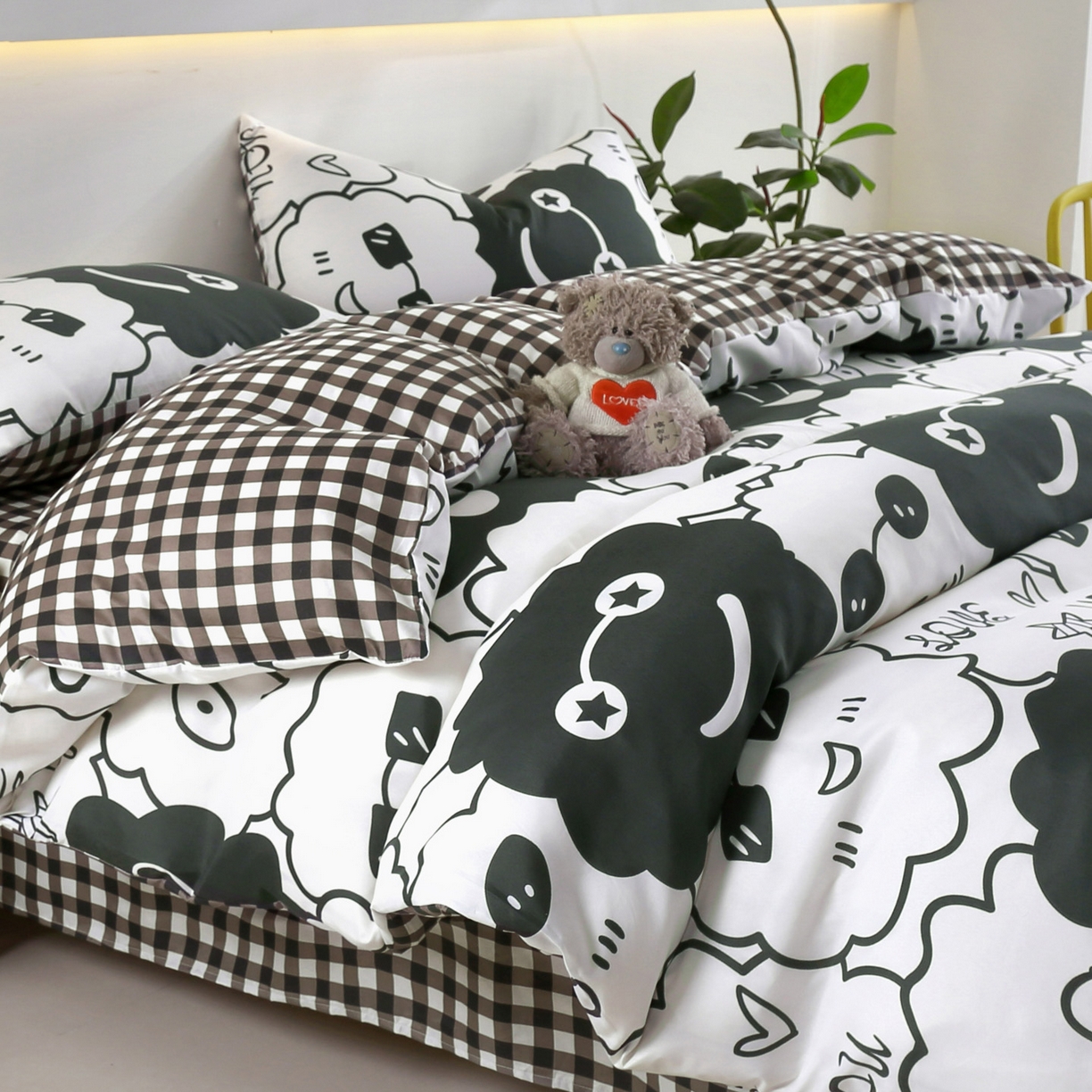 恋之语 2025新款舒适柔软亲肤爆款芦荟棉四件套货源充足 煤球精灵