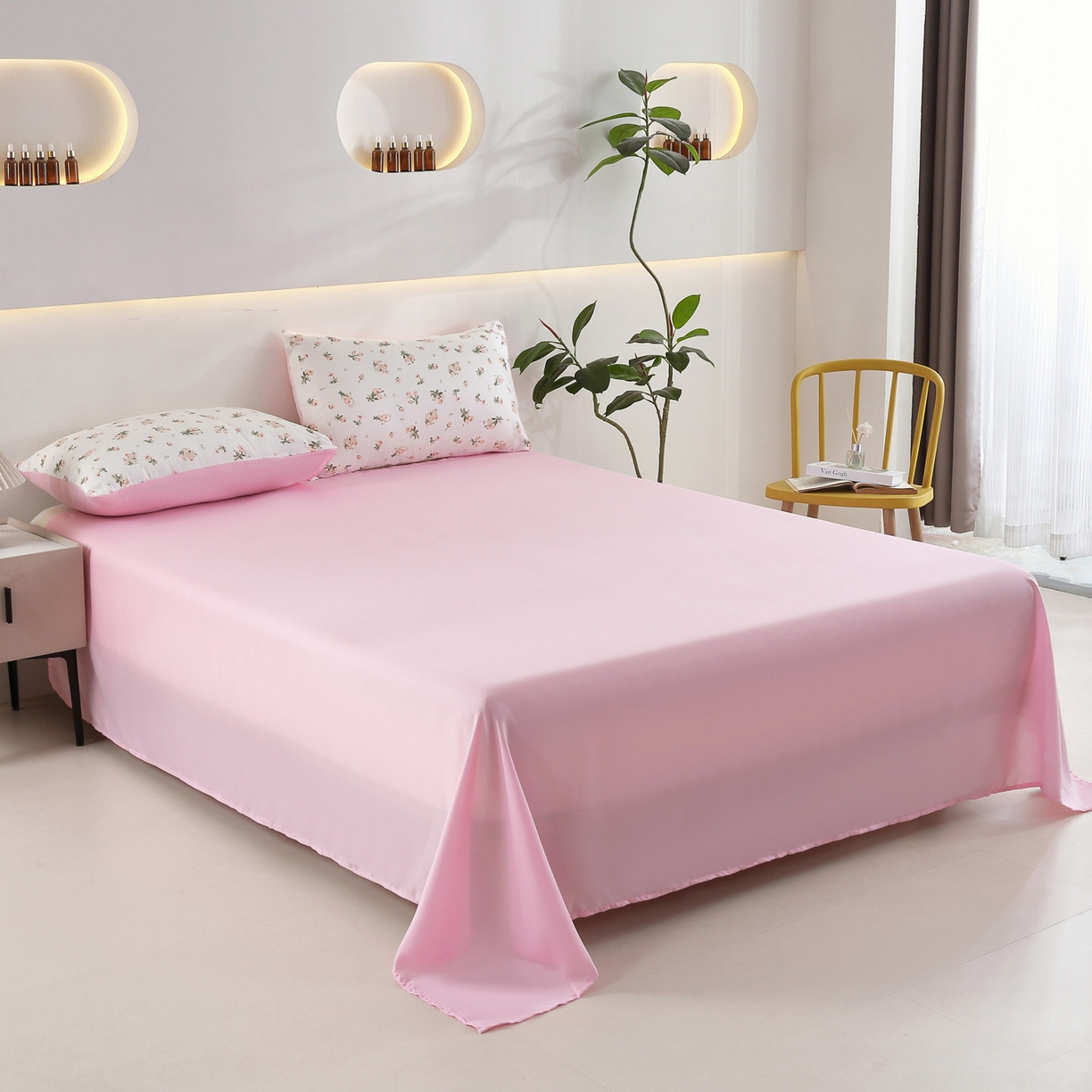 91家纺网 家纺一手货源 找家纺 恋之语 2025新款舒适柔软亲肤爆款芦荟棉四件套货源充足 柔软粉黛