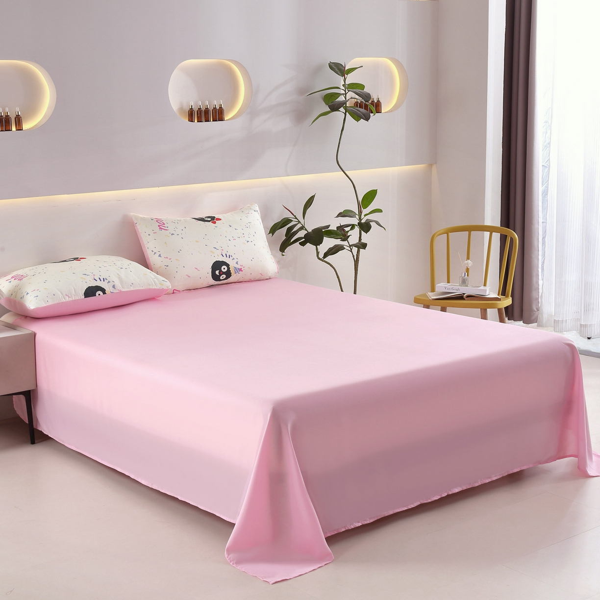 91家纺网 家纺一手货源 找家纺 恋之语 2025新款舒适柔软亲肤爆款芦荟棉四件套货源充足 小煤球