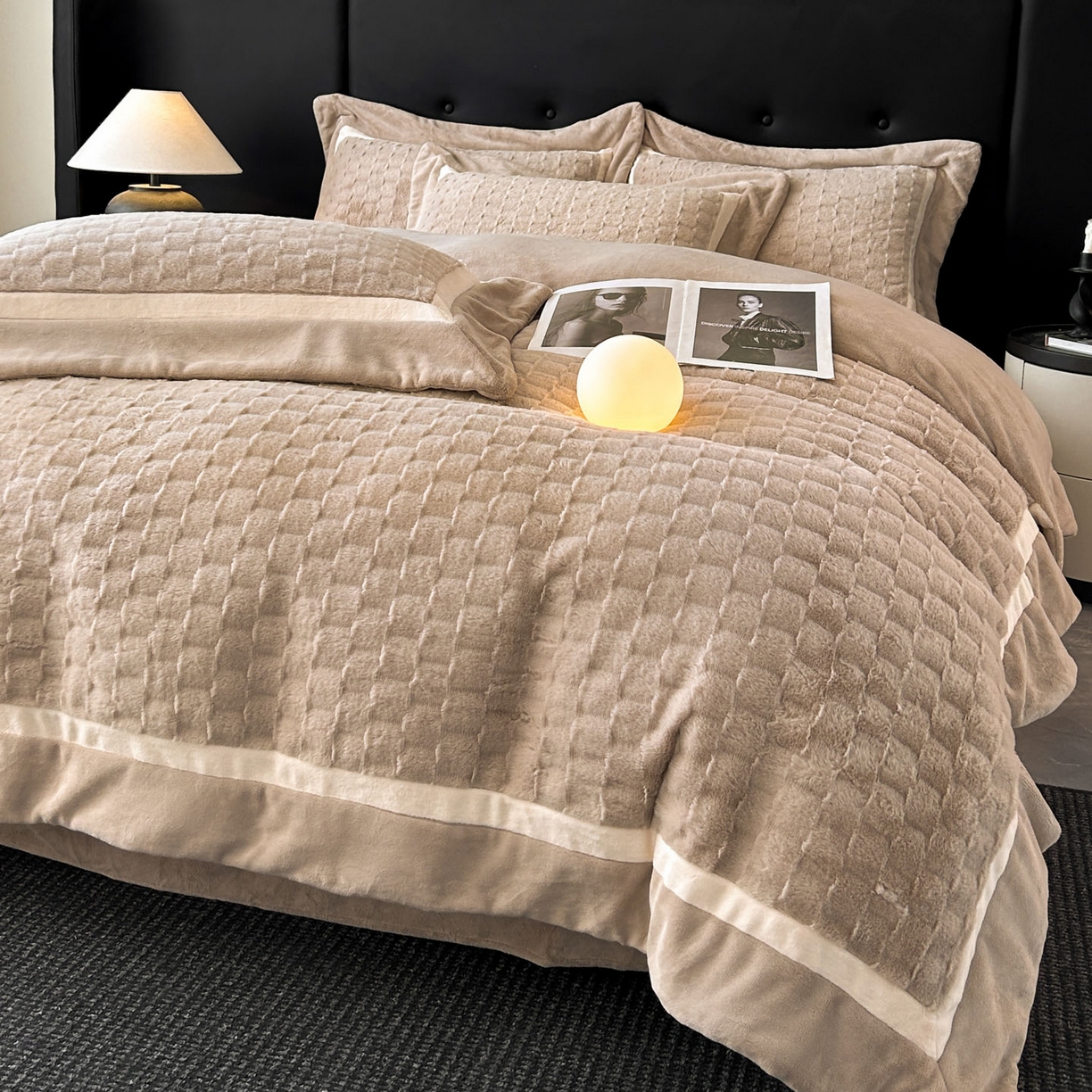 佳品居 2025新款11斤重加厚兔毛绒轻奢摩卡系列牛奶绒双拼角四件套 摩卡-奶咖