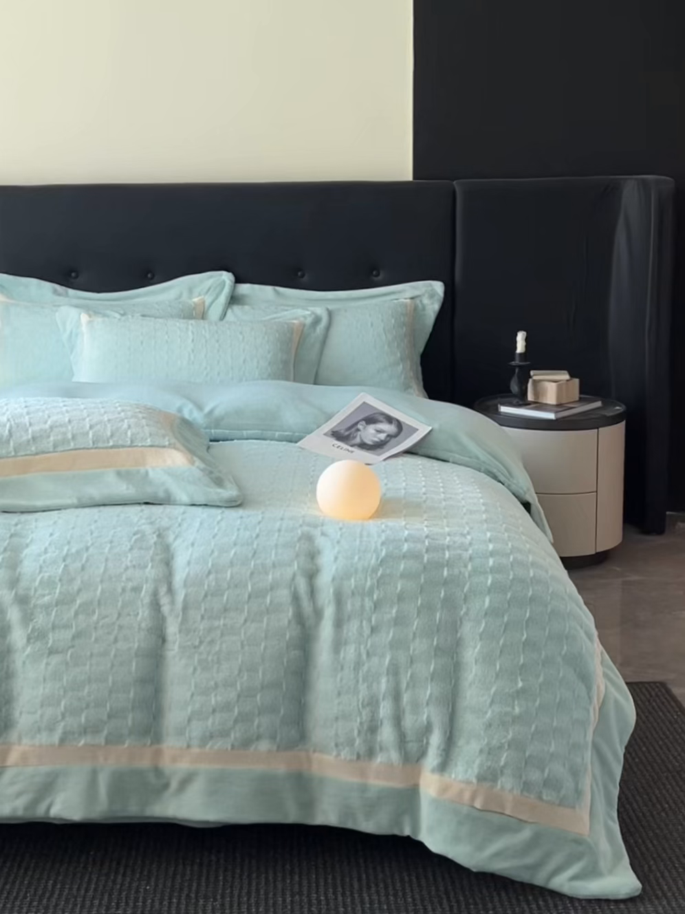 91家纺网 家纺一手货源 找家纺 （总）佳品居 2025新款11斤重加厚兔毛绒轻奢摩卡系列牛奶绒双拼角四件套