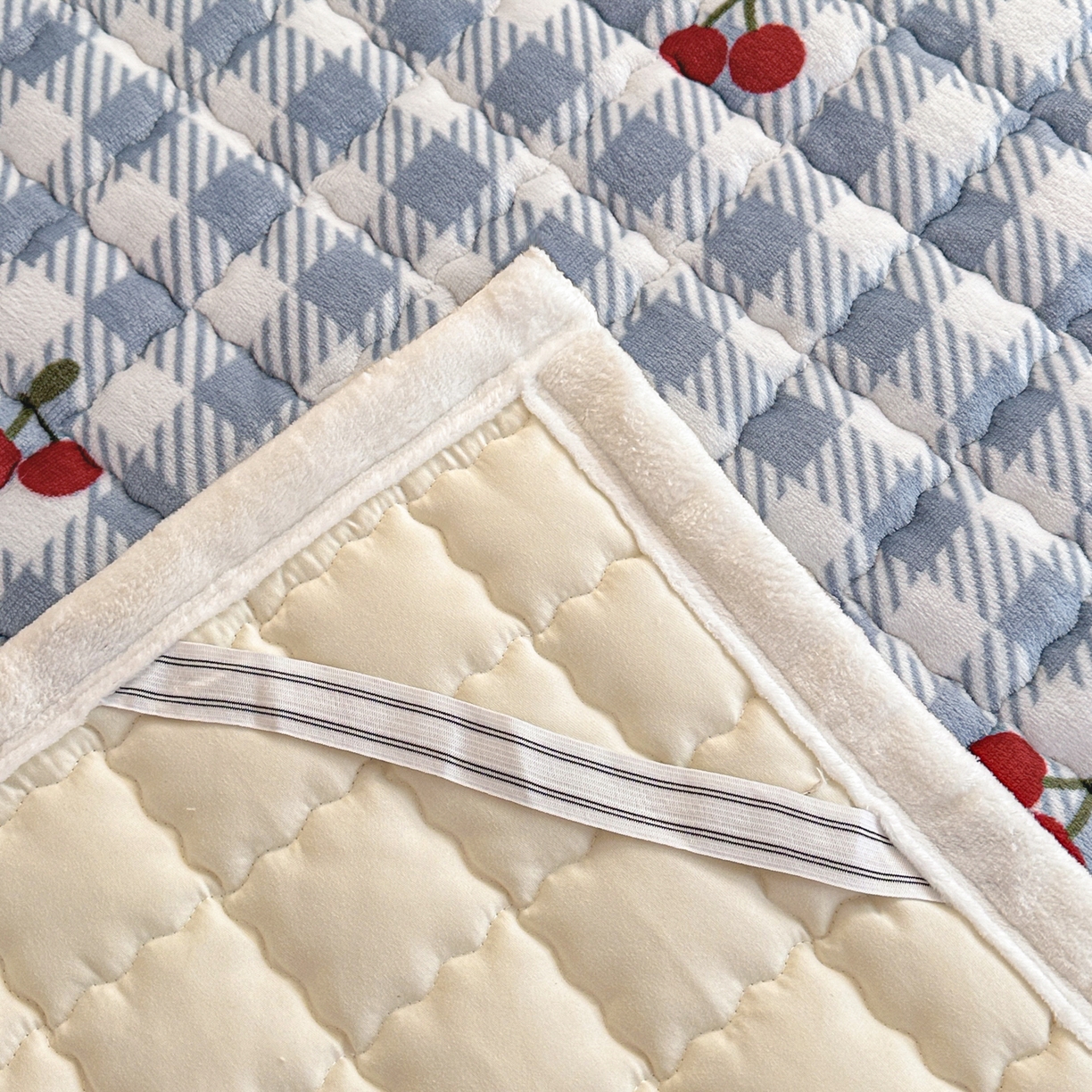 91家纺网 家纺一手货源 找家纺 川悦生活 2025新款A类印花牛奶绒床垫加厚绒保暖床床褥 床垫青禾车厘