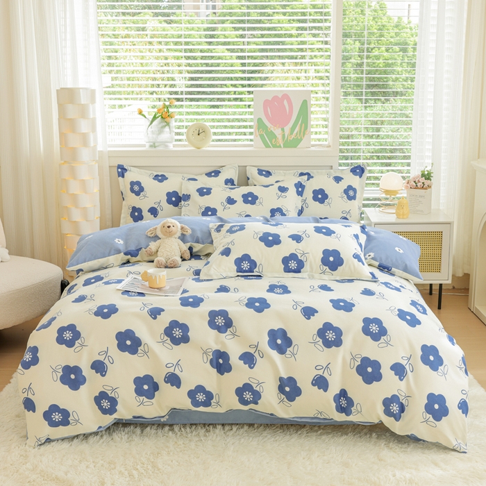 91家纺网 家纺一手货源 找家纺 （总）优纤家纺 2025新款120克磨毛斜纹卡通花卉印花植物羊绒四件套