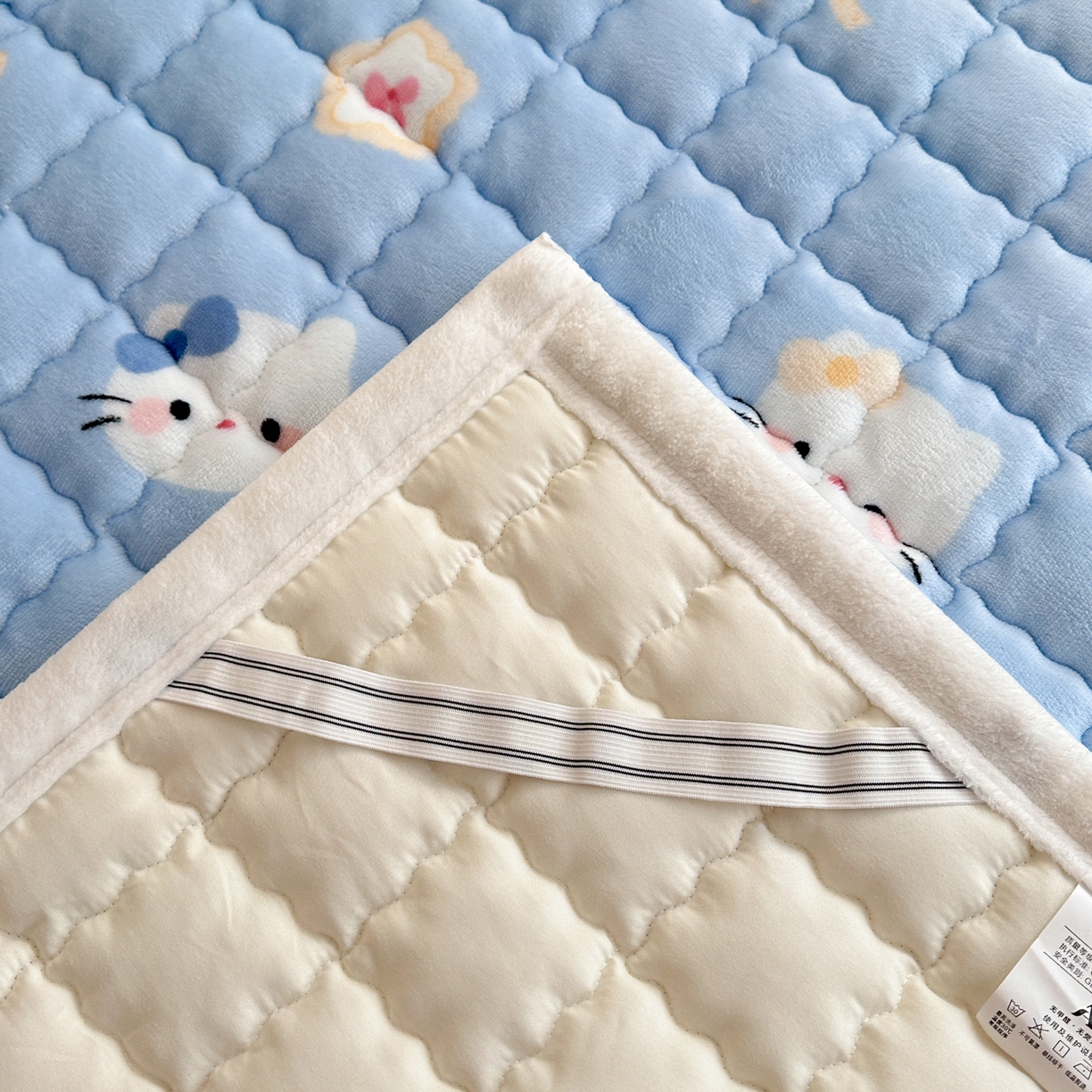 91家纺网 家纺一手货源 找家纺 川悦生活 2025新款A类印花牛奶绒床垫加厚绒保暖床床褥 床垫晴空小喵
