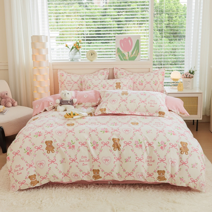 91家纺网 家纺一手货源 找家纺 （总）优纤家纺 2025新款120克磨毛斜纹卡通花卉印花植物羊绒四件套