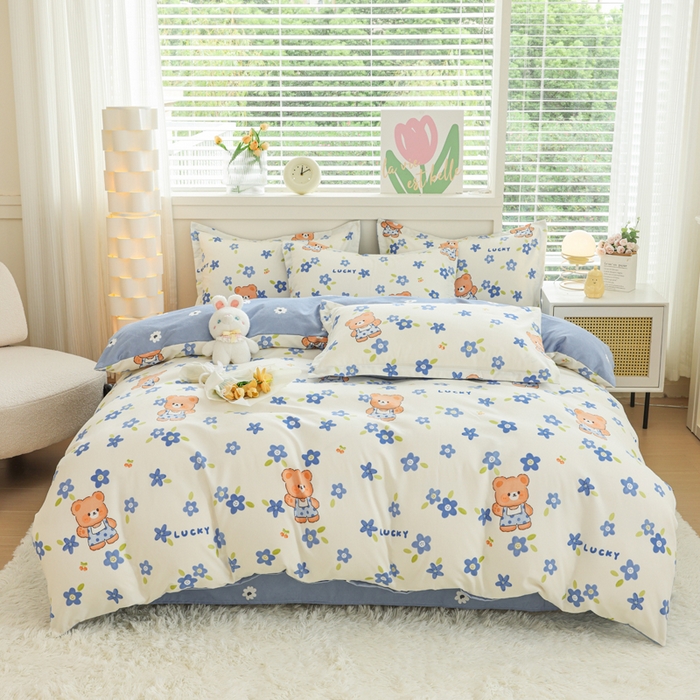 91家纺网 家纺一手货源 找家纺 （总）优纤家纺 2025新款120克磨毛斜纹卡通花卉印花植物羊绒四件套