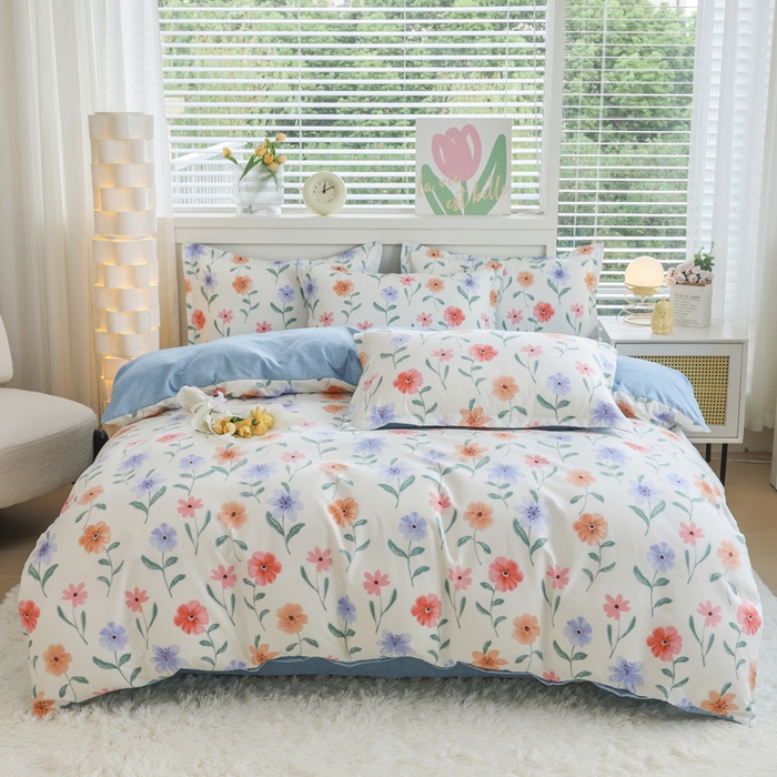 91家纺网 家纺一手货源 找家纺 （总）优纤家纺 2025新款120克磨毛斜纹卡通花卉印花植物羊绒四件套