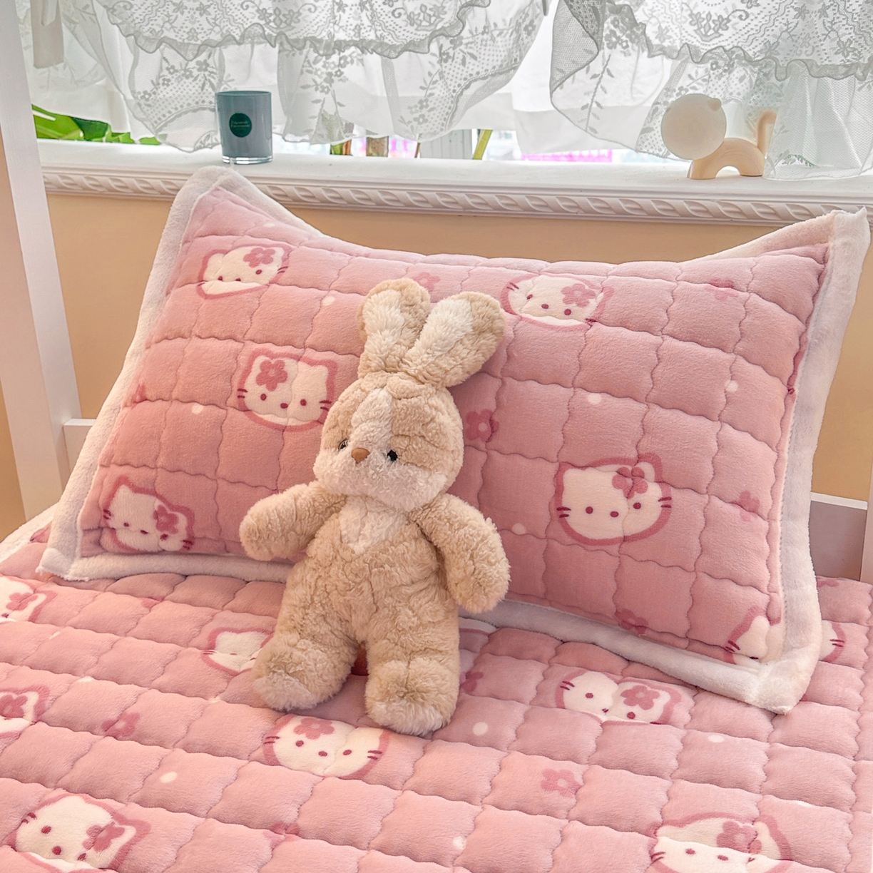 91家纺网 家纺一手货源 找家纺 川悦生活 2025新款A类印花牛奶绒床垫加厚绒保暖床床褥 床垫少女喵喵