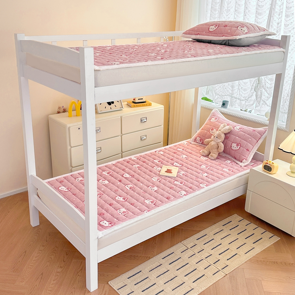 91家纺网 家纺一手货源 找家纺 川悦生活 2025新款A类印花牛奶绒床垫加厚绒保暖床床褥 床垫少女喵喵