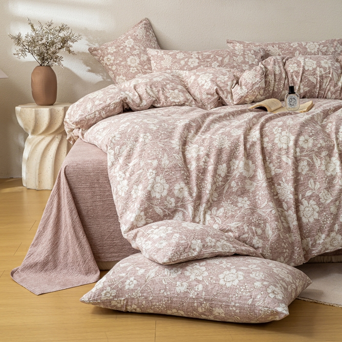 91家纺网 家纺一手货源 找家纺 （总）漫仙阁家纺 2025新款加厚高克重原麻复古风印花四件套