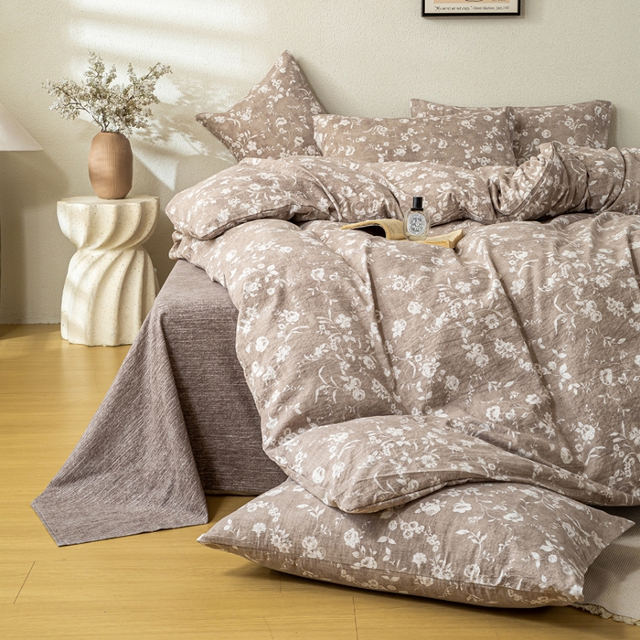 91家纺网 家纺一手货源 找家纺 （总）漫仙阁家纺 2025新款加厚高克重原麻复古风印花四件套