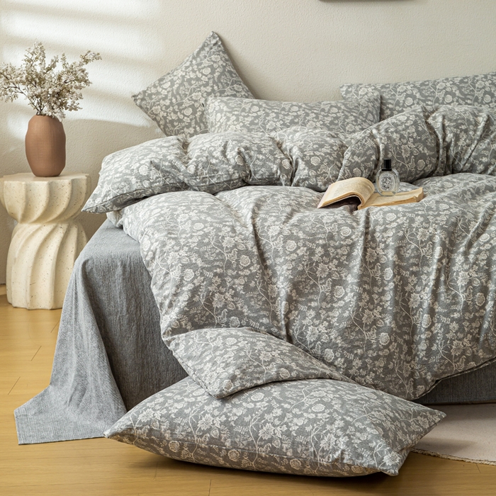 91家纺网 家纺一手货源 找家纺 （总）漫仙阁家纺 2025新款加厚高克重原麻复古风印花四件套