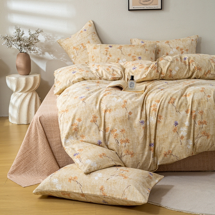 91家纺网 家纺一手货源 找家纺 （总）漫仙阁家纺 2025新款加厚高克重原麻复古风印花四件套