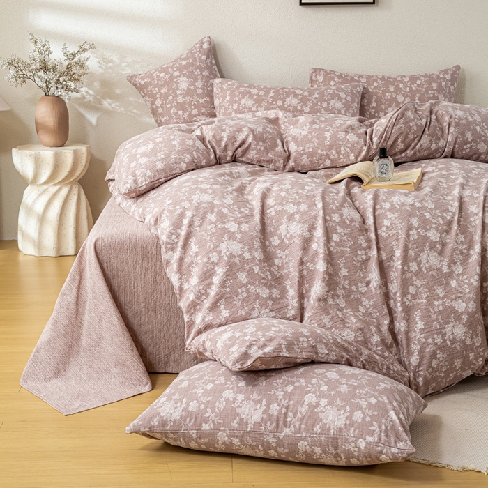 91家纺网 家纺一手货源 找家纺 （总）漫仙阁家纺 2025新款加厚高克重原麻复古风印花四件套