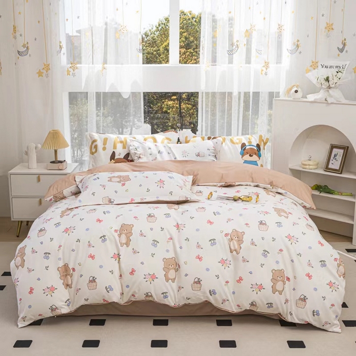 91家纺网 家纺一手货源 找家纺 （总）优纤家纺 2025新款120克磨毛斜纹卡通花卉印花植物羊绒四件套