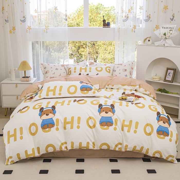 91家纺网 家纺一手货源 找家纺 （总）优纤家纺 2025新款120克磨毛斜纹卡通花卉印花植物羊绒四件套