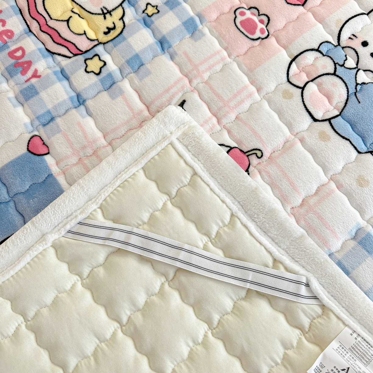 91家纺网 家纺一手货源 找家纺 川悦生活 2025新款A类印花牛奶绒床垫加厚绒保暖床床褥 床垫甜茶小猫