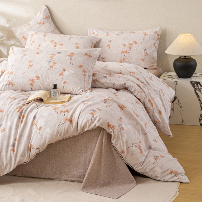 91家纺网 家纺一手货源 找家纺 漫仙阁家纺 2025新款加厚高克重原麻复古风印花四件套 金枝玉叶