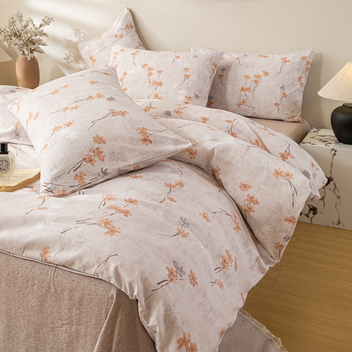 91家纺网 家纺一手货源 找家纺 漫仙阁家纺 2025新款加厚高克重原麻复古风印花四件套 金枝玉叶