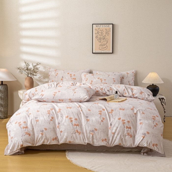 91家纺网 家纺一手货源 找家纺 漫仙阁家纺 2025新款加厚高克重原麻复古风印花四件套 金枝玉叶