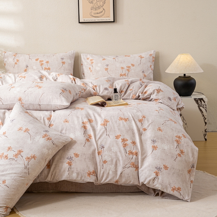 91家纺网 家纺一手货源 找家纺 漫仙阁家纺 2025新款加厚高克重原麻复古风印花四件套 金枝玉叶