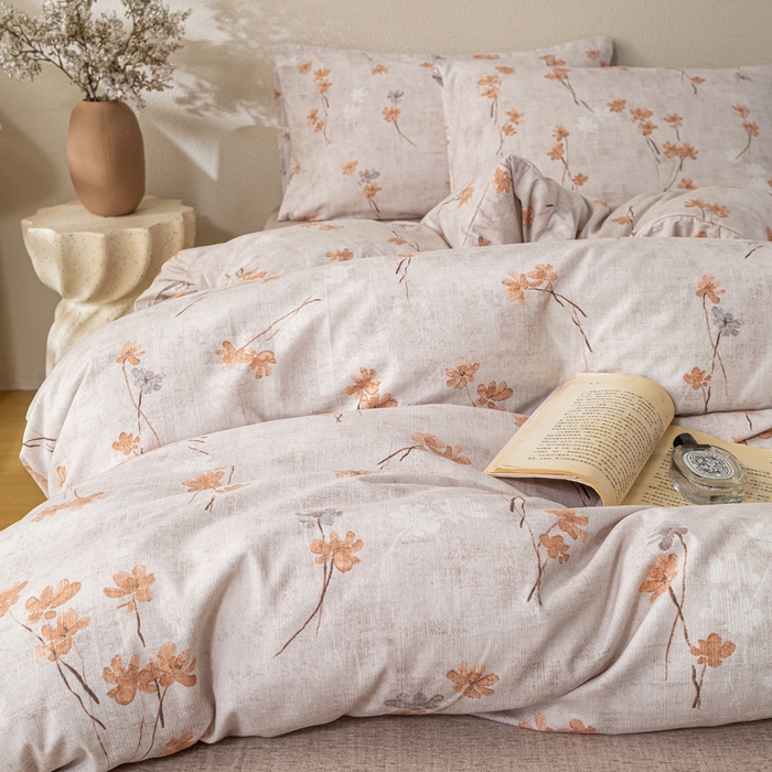 91家纺网 家纺一手货源 找家纺 漫仙阁家纺 2025新款加厚高克重原麻复古风印花四件套 金枝玉叶