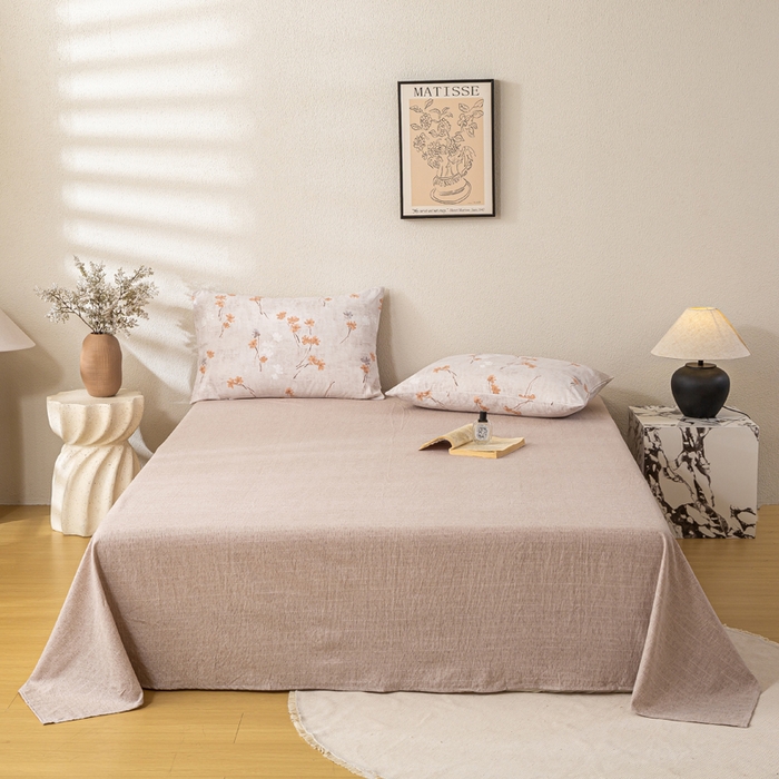 91家纺网 家纺一手货源 找家纺 漫仙阁家纺 2025新款加厚高克重原麻复古风印花四件套 金枝玉叶