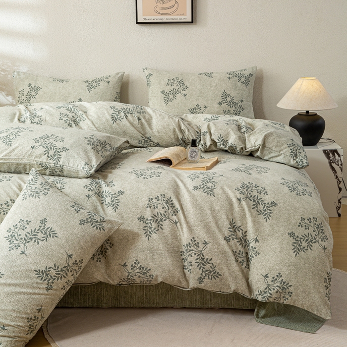 91家纺网 家纺一手货源 找家纺 漫仙阁家纺 2025新款加厚高克重原麻复古风印花四件套 盛夏