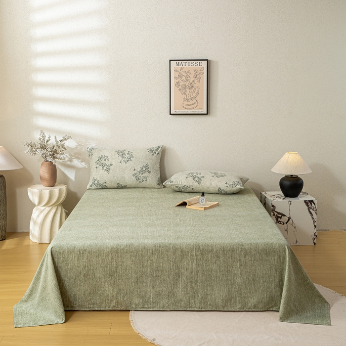 91家纺网 家纺一手货源 找家纺 漫仙阁家纺 2025新款加厚高克重原麻复古风印花四件套 盛夏