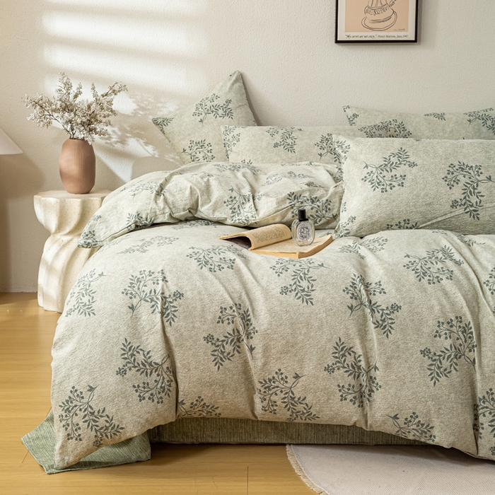 91家纺网 家纺一手货源 找家纺 漫仙阁家纺 2025新款加厚高克重原麻复古风印花四件套 盛夏