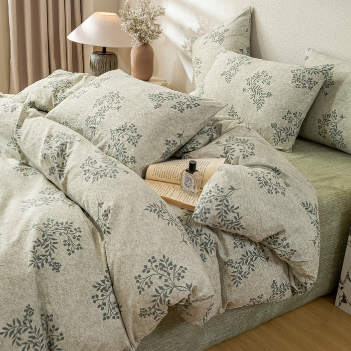 91家纺网 家纺一手货源 找家纺 漫仙阁家纺 2025新款加厚高克重原麻复古风印花四件套 盛夏