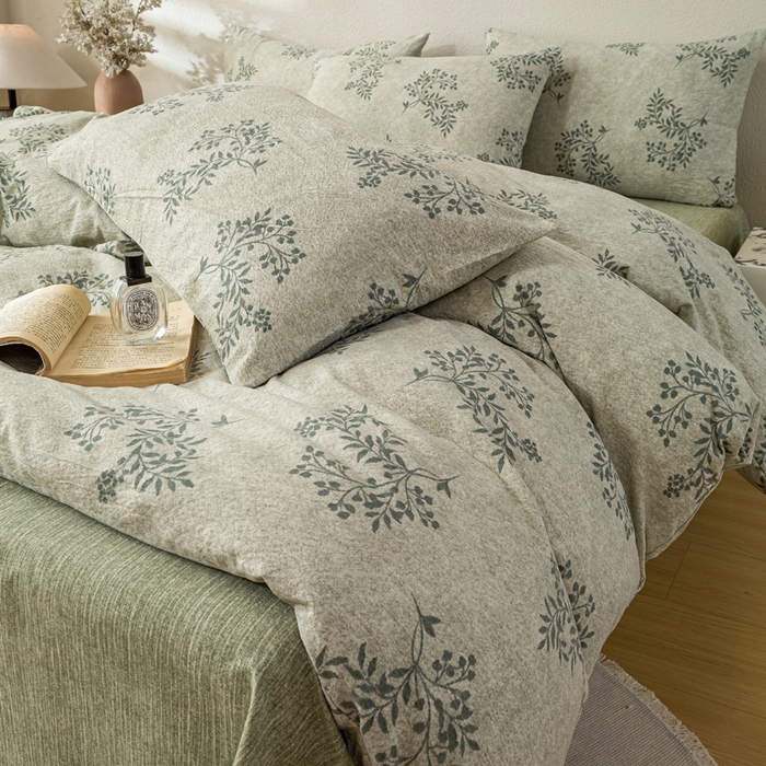 91家纺网 家纺一手货源 找家纺 漫仙阁家纺 2025新款加厚高克重原麻复古风印花四件套 盛夏