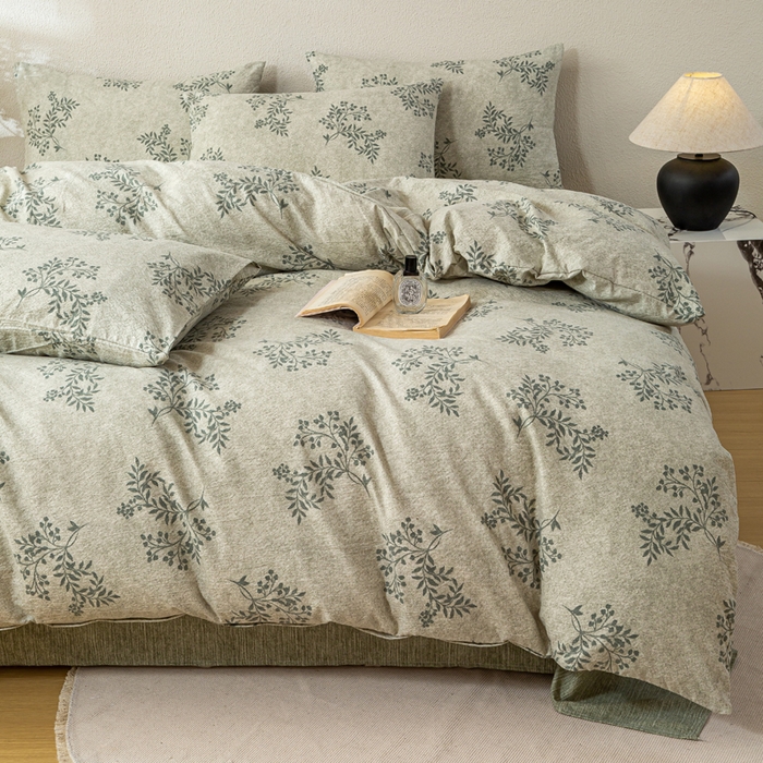 91家纺网 家纺一手货源 找家纺 漫仙阁家纺 2025新款加厚高克重原麻复古风印花四件套 盛夏