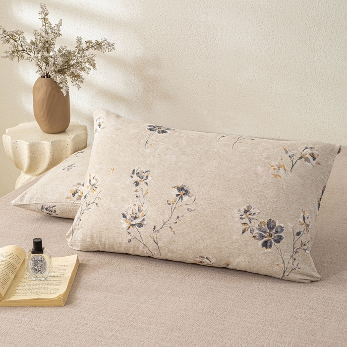 91家纺网 家纺一手货源 找家纺 漫仙阁家纺 2025新款加厚高克重原麻复古风印花四件套 素锦