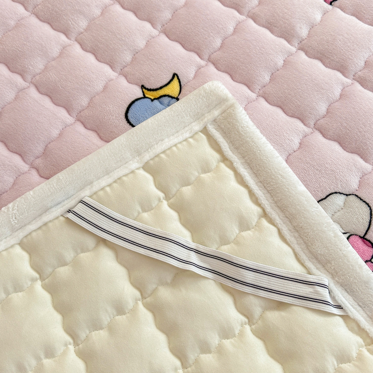 91家纺网 家纺一手货源 找家纺 川悦生活 2025新款A类印花牛奶绒床垫加厚绒保暖床床褥 床垫甜心兔糕