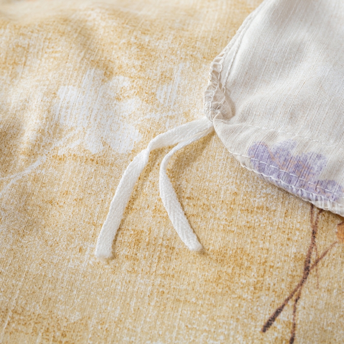 91家纺网 家纺一手货源 找家纺 漫仙阁家纺 2025新款加厚高克重原麻复古风印花四件套 向阳花开