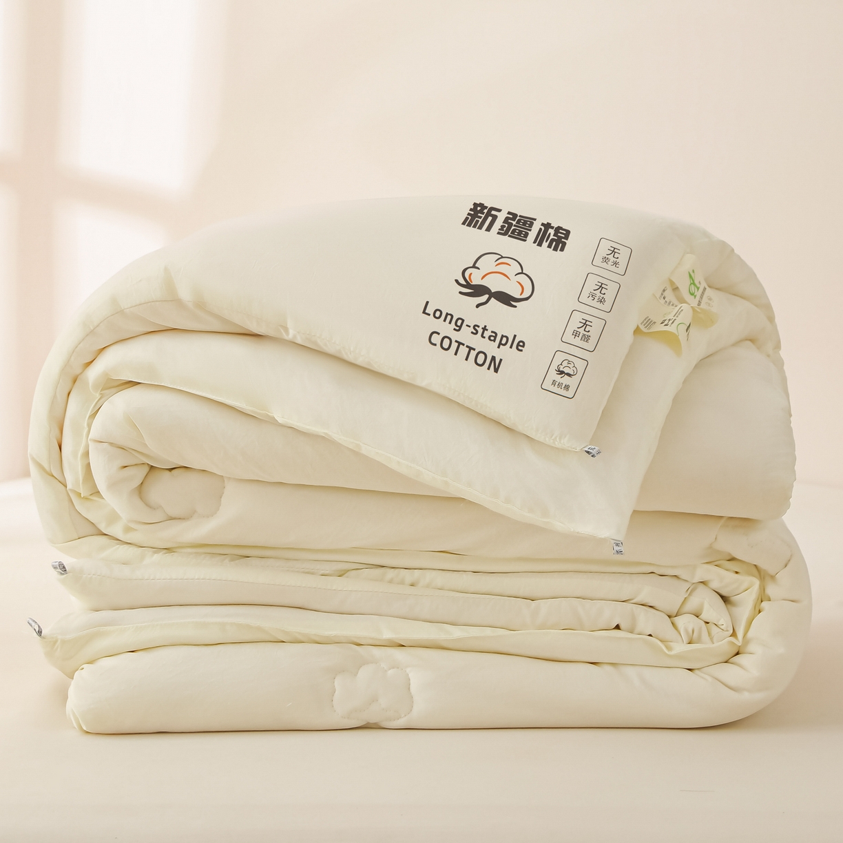 91家纺网 家纺一手货源 找家纺 圣尔雅家纺 2025新款A类水洗棉新疆棉花被无印风冬被加厚保暖被子被芯四季通用被子 云朵白