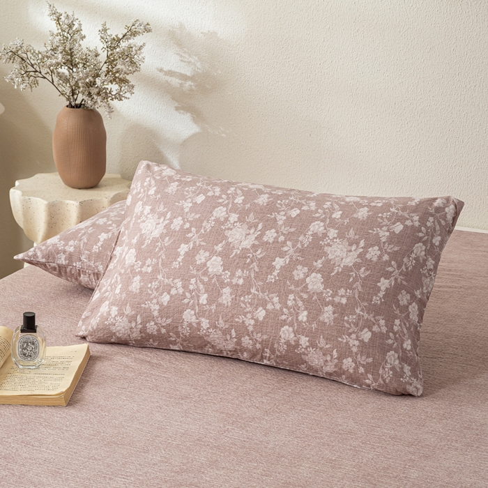 91家纺网 家纺一手货源 找家纺 漫仙阁家纺 2025新款加厚高克重原麻复古风印花四件套 一抹香