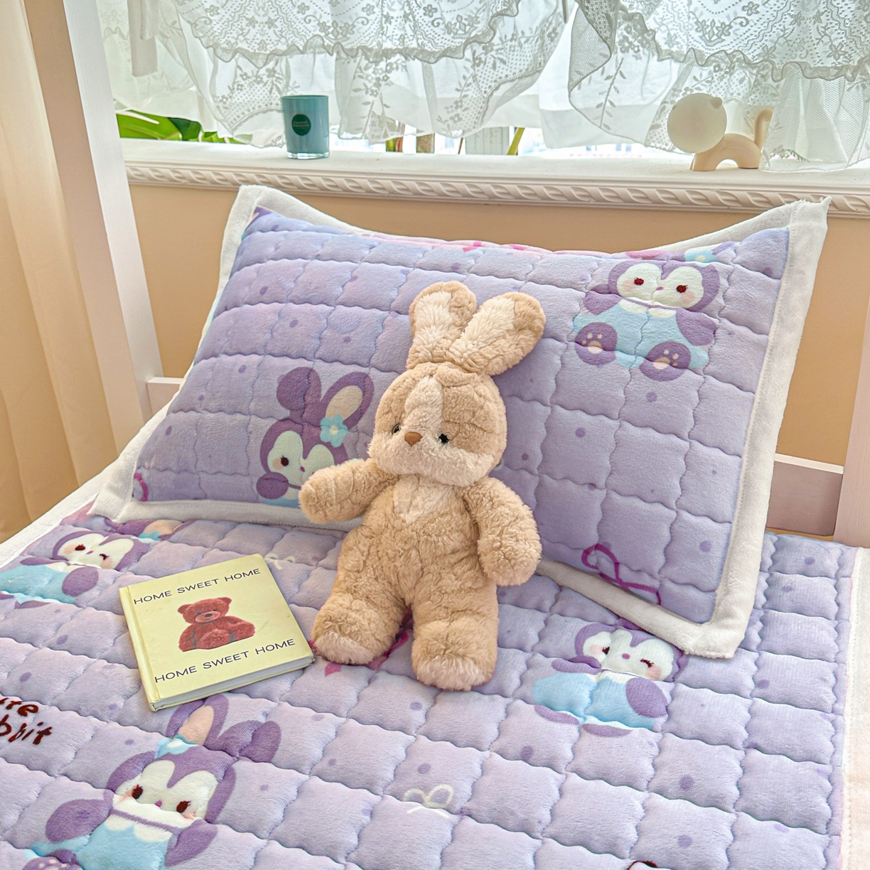 91家纺网 家纺一手货源 找家纺 川悦生活 2025新款A类印花牛奶绒床垫加厚绒保暖床床褥 床垫香芋奶茶