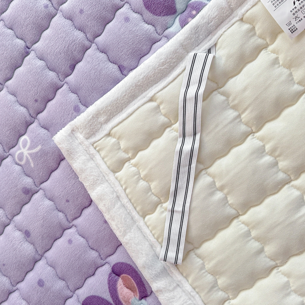 91家纺网 家纺一手货源 找家纺 川悦生活 2025新款A类印花牛奶绒床垫加厚绒保暖床床褥 床垫香芋奶茶