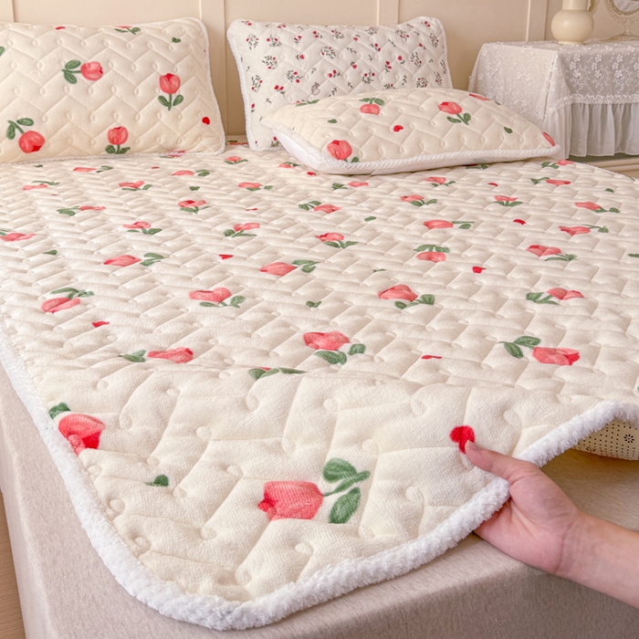 91家纺网 家纺一手货源 找家纺 （总）小萌虎 2025秋冬新款牛奶绒夹棉床垫床褥