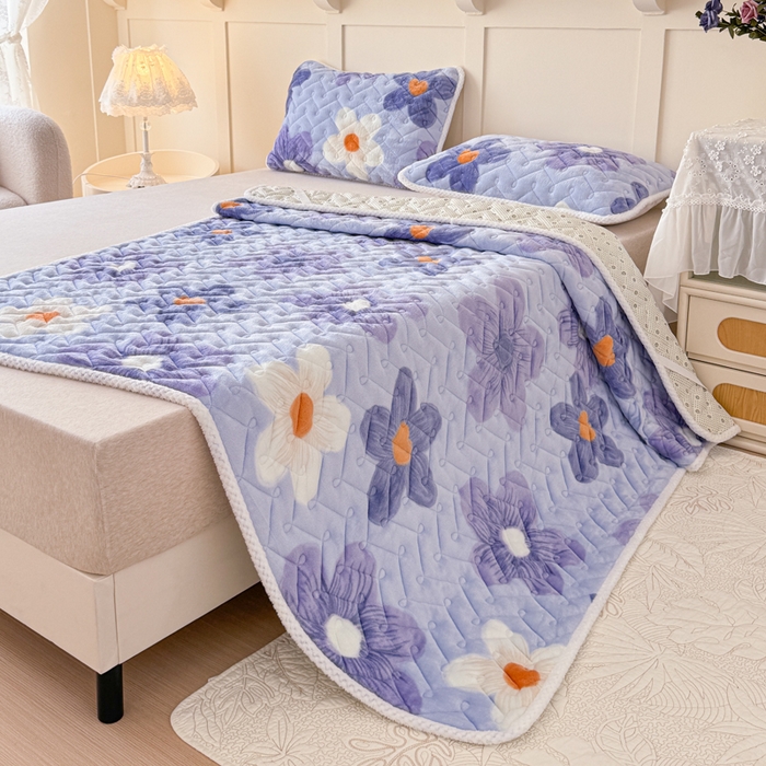 91家纺网 家纺一手货源 找家纺 小萌虎 2025秋冬新款牛奶绒夹棉床垫床褥 浅香