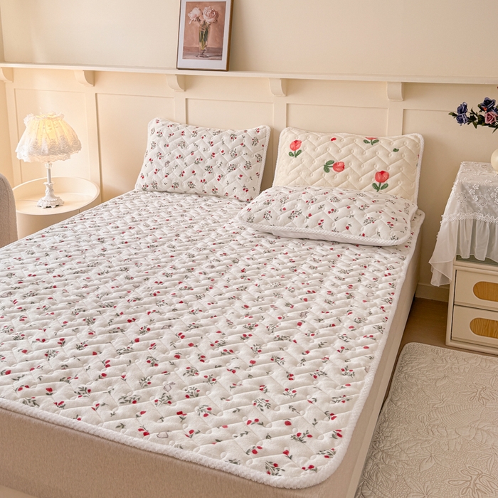 91家纺网 家纺一手货源 找家纺 小萌虎 2025秋冬新款牛奶绒夹棉床垫床褥 小确幸