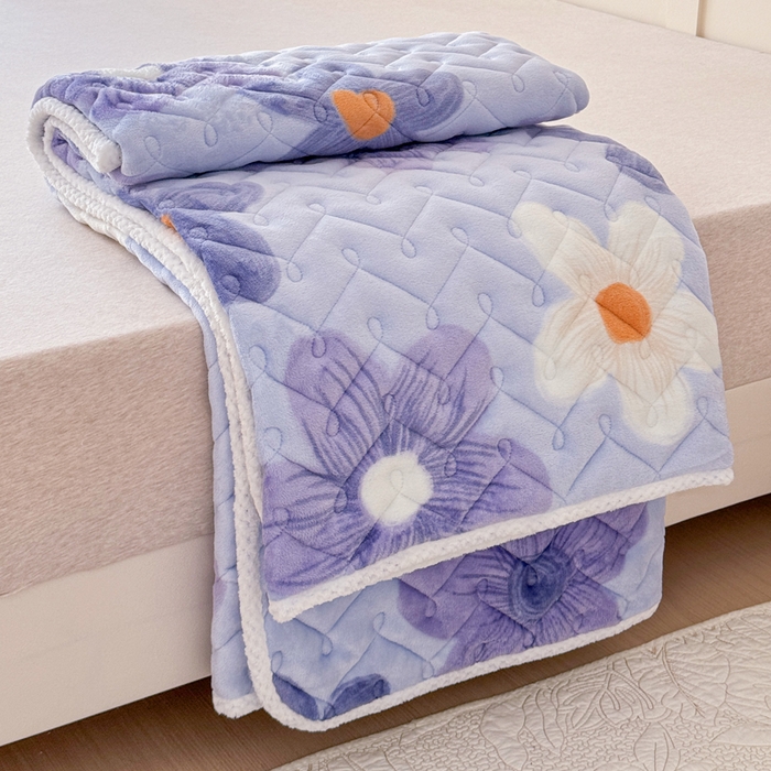 91家纺网 家纺一手货源 找家纺 小萌虎 2025秋冬新款牛奶绒夹棉床垫床褥 浅香