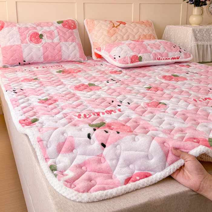 91家纺网 家纺一手货源 找家纺 （总）小萌虎 2025秋冬新款牛奶绒夹棉床垫床褥