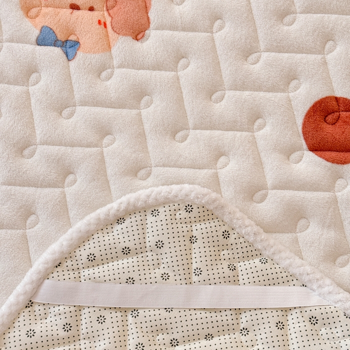 91家纺网 家纺一手货源 找家纺 小萌虎 2025秋冬新款牛奶绒夹棉床垫床褥 波点狗